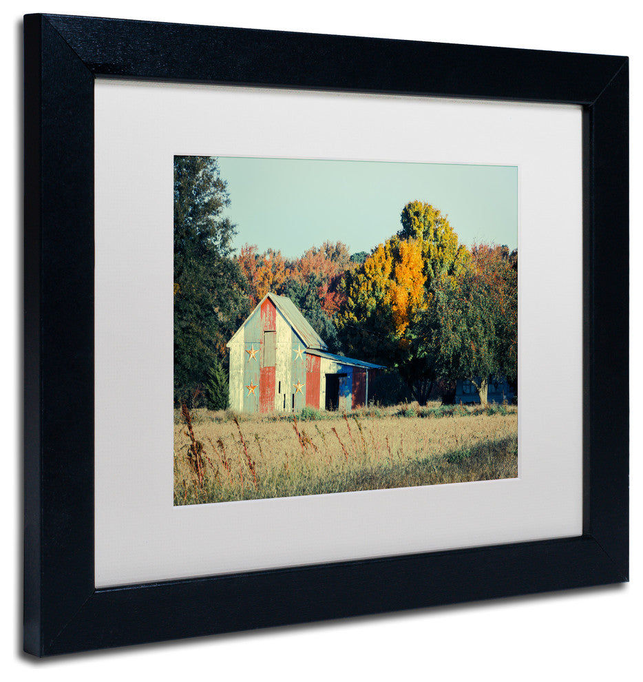 PIPA Fine Art 'Patriotic Barn in Field' Matted Framed Art, 14x11