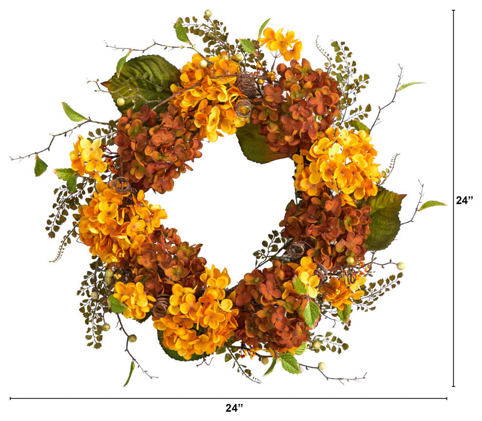 24" Fall Hydrangea Artificial Autumn Wreath