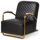 Black Leather Diamond Pattern Gold Club Chair