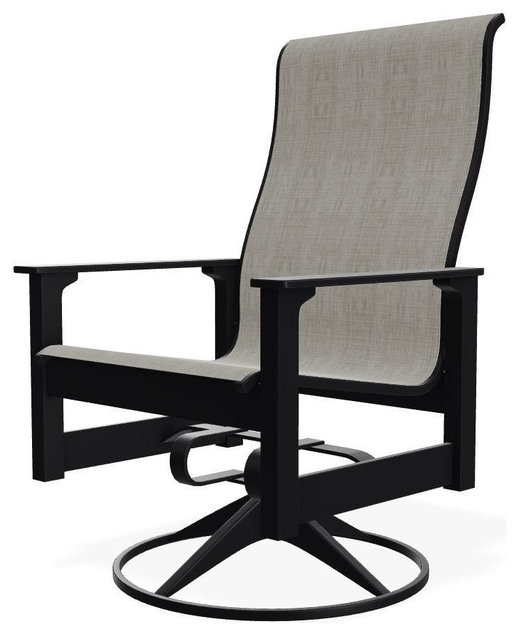 Leeward Sling Outdoor Swivel Rocker, Smoke/Black