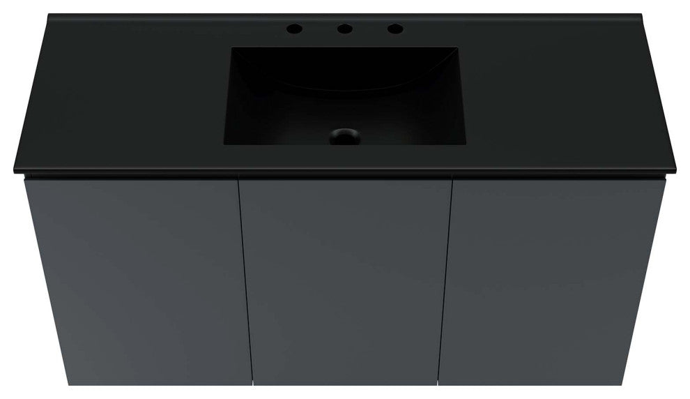 Bryn 48" Wall-Mount Bathroom Vanity, Gray Black
