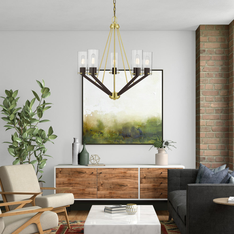 Beckett 5 Light Satin Brass & Bronze Chandelier