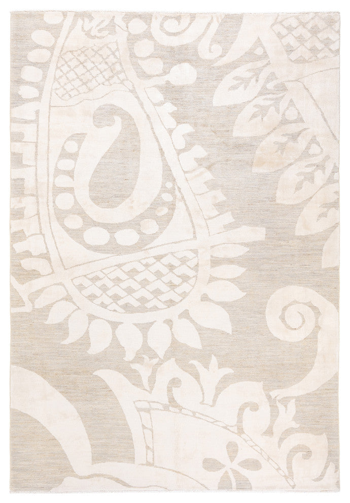 Eclectic, One-of-a-Kind Hand-Knotted Area Rug Ivory, 5'10"x8'10"