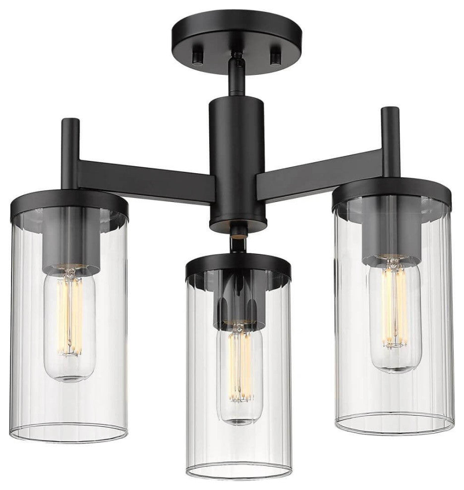 Semi-Flush Mount in Black, 17