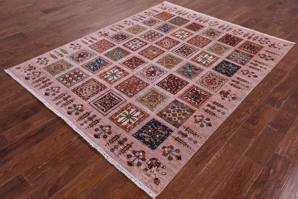 5' 8" X 7' 2" Persian Garden Design Hand Knotted Wool Rug Q11223