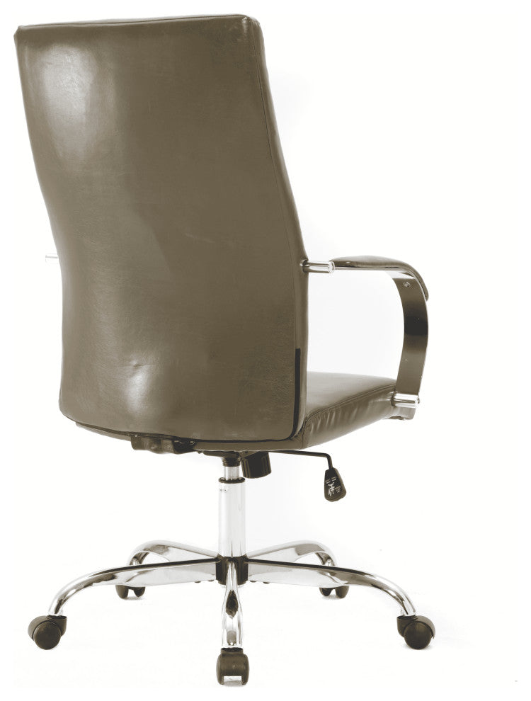 LeisureMod Sonora High-Back Adjustable Leather Conference Chair, Olive Green