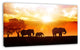 Elephants Walking At Sunset, African Canvas Art Print, 32"x16"