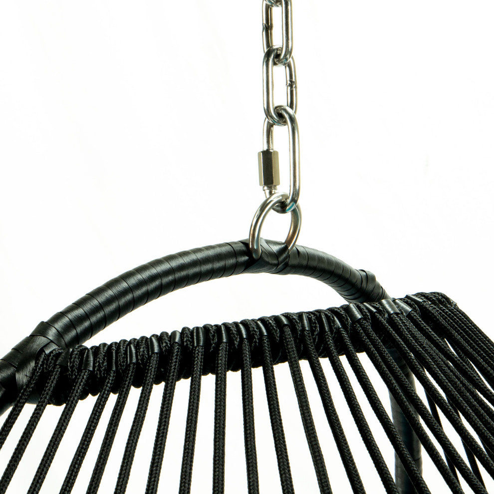 LeisureMod Wicker Folding Hanging Egg Swing Chair, Charcoal