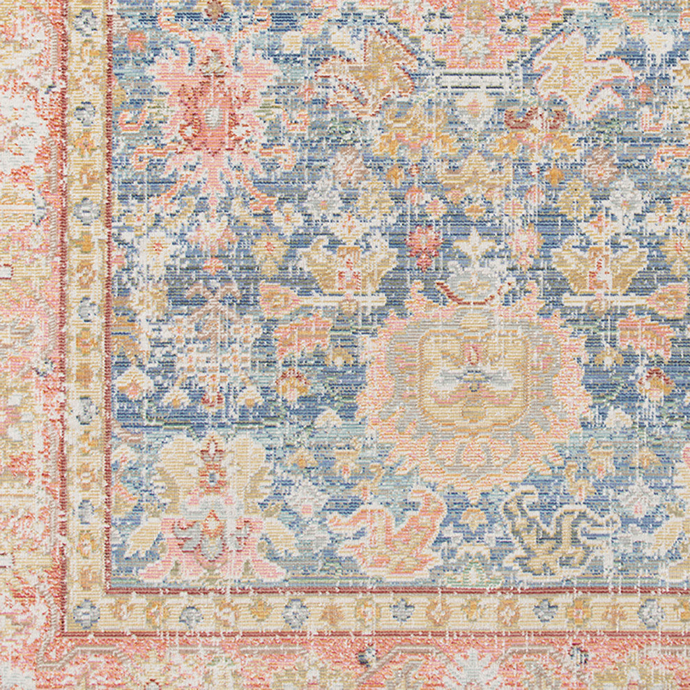 Century Reuda Runner, Blue, 2'6" x 8', Bordered