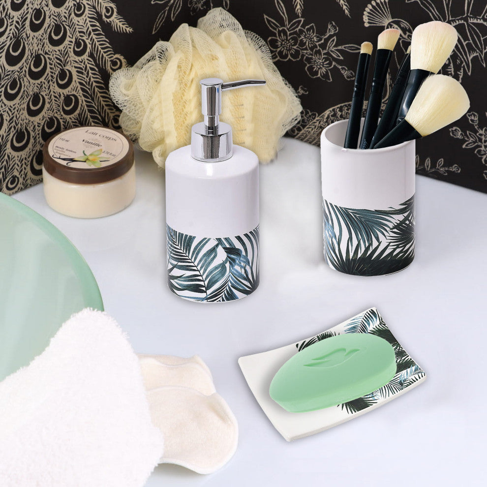 Rectangular Soap Dish Cup Dispenser Tropical