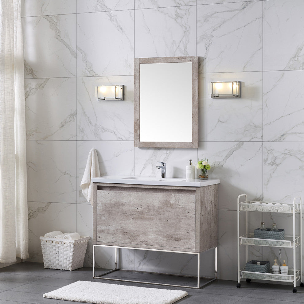 OVE Decors Aeryn 40" Burnt Oak Vanity With White Ceramic Top