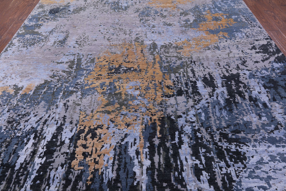 Wool & Silk Abstract Hand-Knotted Rug 9' 11" X 14' 2" - Q13080