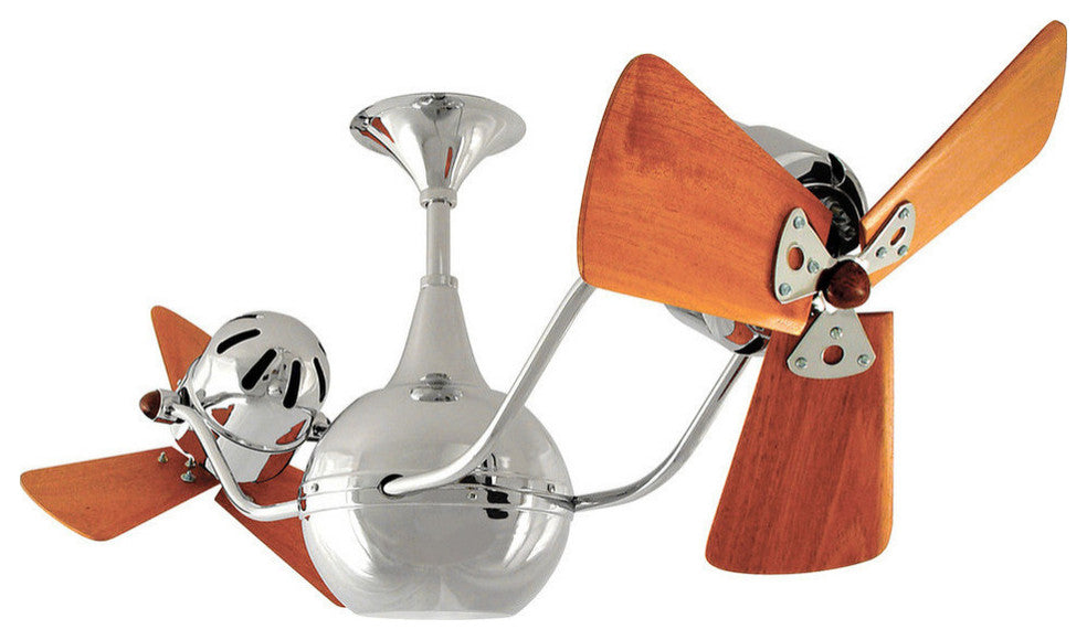 Vent Bettina Rotational Ceiling Fan With Mahogany Blades, Polished Chrome