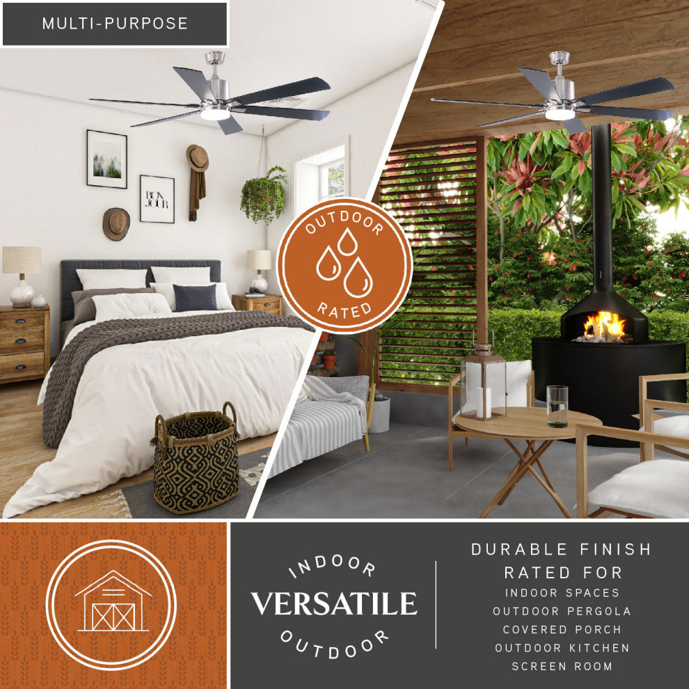 Wheelock 60" Ceiling Fan, Satin Nickel