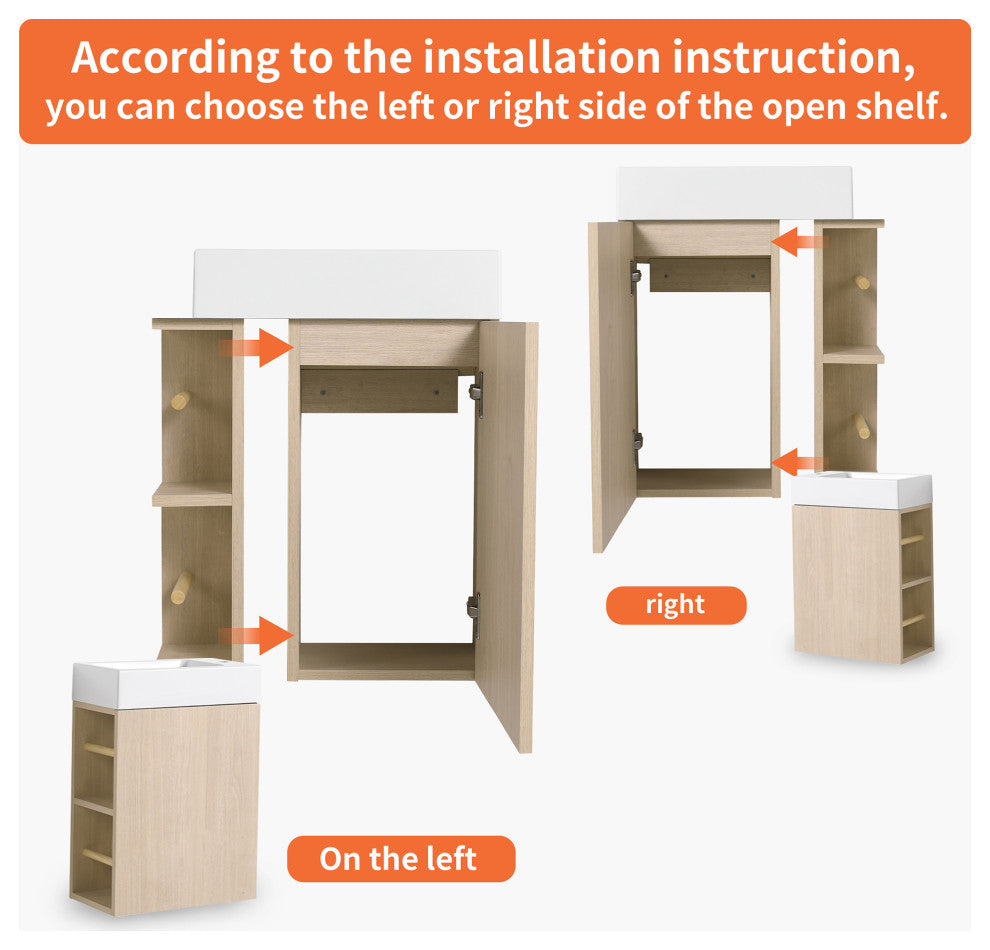 16 Inch Plywood Wall-Mounted Bathroom Vanity Set with  Gel Sink