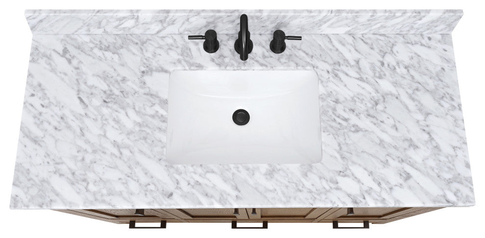 Avanity Modero 48" Vanity Combo, Brushed Oak and Carrara White Marble Top