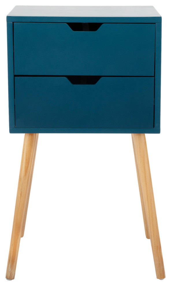 2 Set Wood Nightstand with 2 Sliding Drawers, Navy Blue, 16'' X 12''