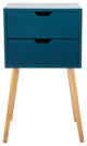 2 Set Wood Nightstand with 2 Sliding Drawers, Navy Blue, 16'' X 12''