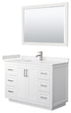 48"SGL Vanity White, Light-Vein Carrara Cult. Top, Sink, Nickel Trim, 46"Mirror