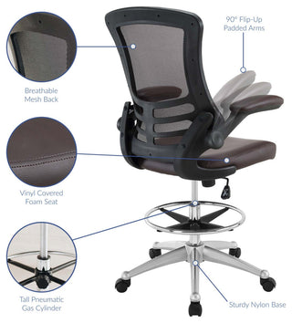 Attainment Vinyl Drafting Chair - Brown