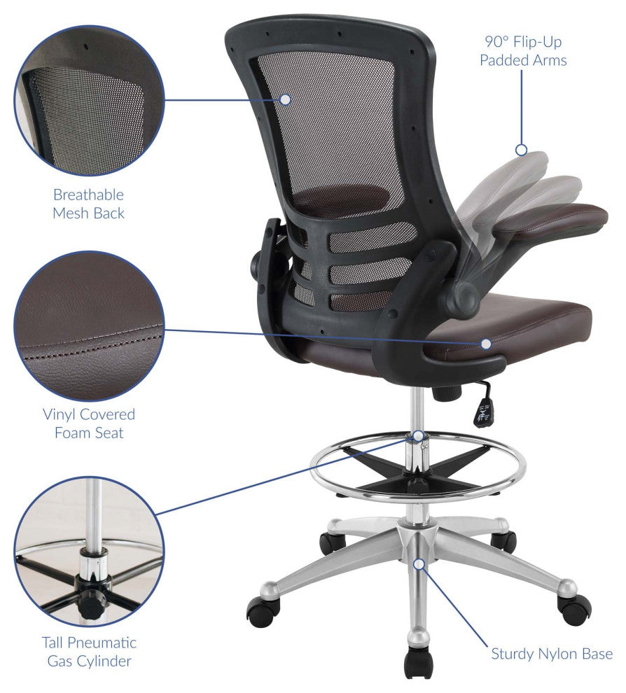 Attainment Vinyl Drafting Chair - Brown