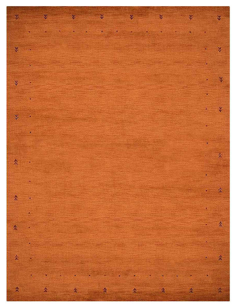 HAND KNOTTED LOOM WOOL ECO-FRIENDLY AREA RUGS - Rectangle, Orange, Contemporary