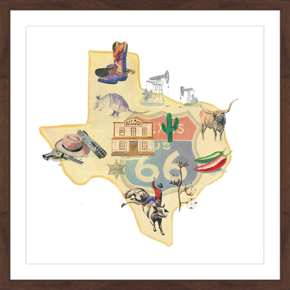 "It's All Texas" Framed Painting Print, 18x18