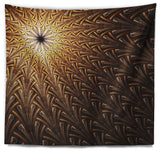 Dark Orange Fractal Flower Pattern Abstract Wall Tapestry, 60"x50"