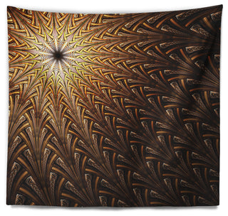 Dark Orange Fractal Flower Pattern Abstract Wall Tapestry, 60"x50"