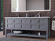 CastelloUSA Alicia 72" Freestanding Vanity Set, Gray, White Top, Chrome Handles