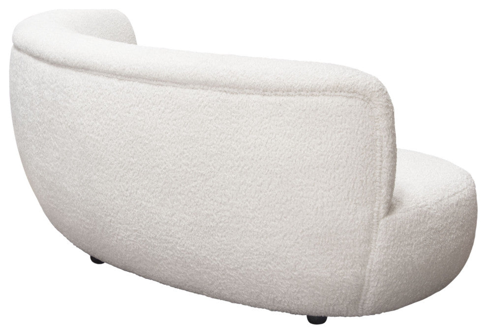 Simone Curved Sofa in White Faux Sheepskin Fabric
