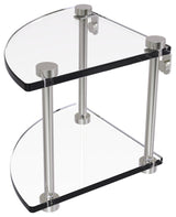 Two Tier Corner Glass Shelf, Satin Nickel