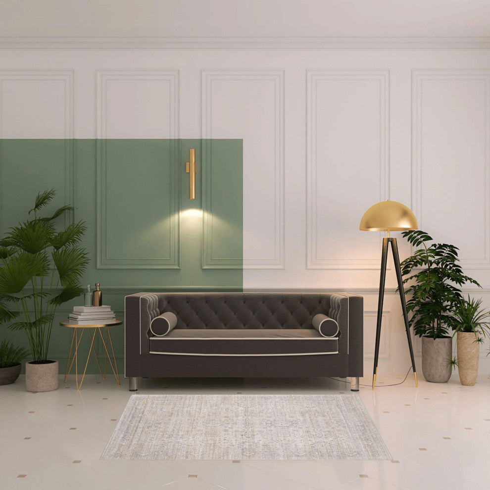 4' X 6' Gray Botanical Area Rug