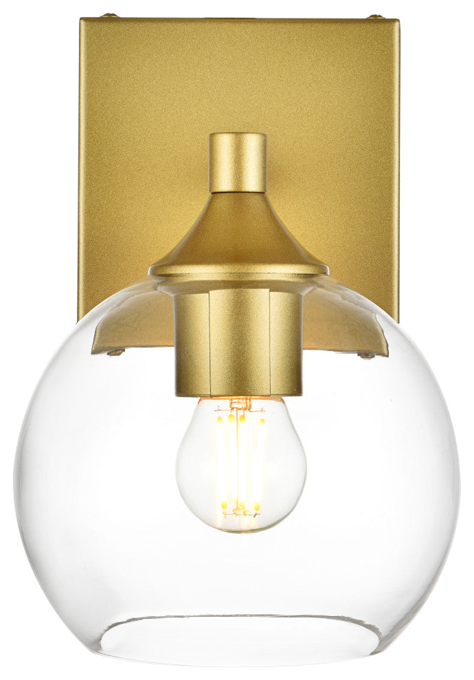 1 Light Brass And Clear Bath Sconce