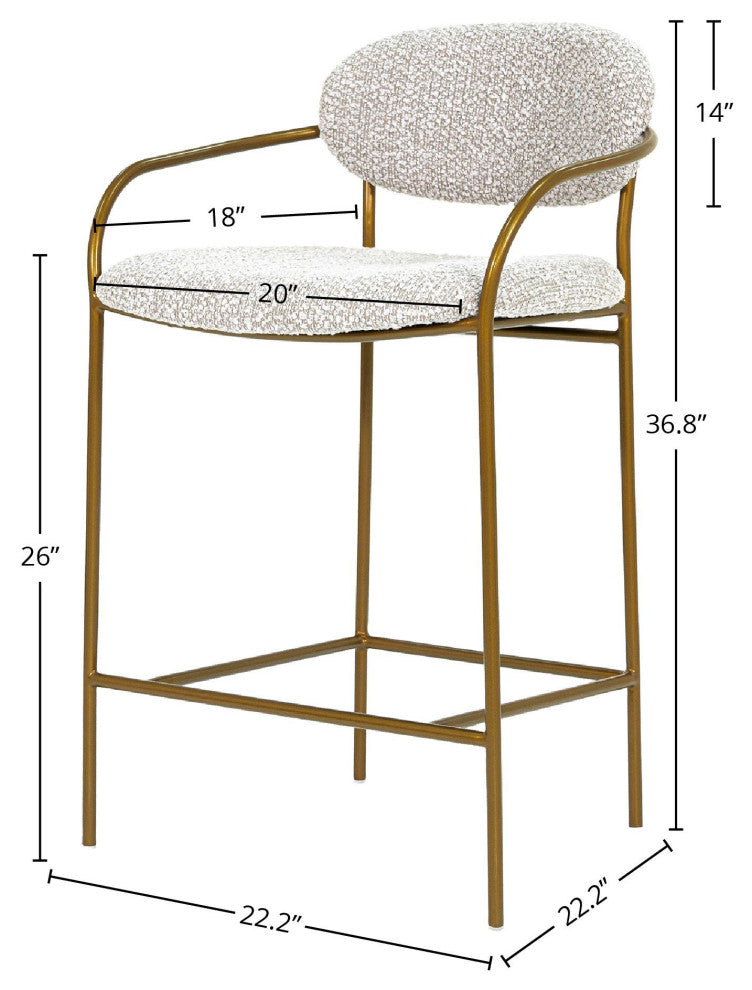 Oasis Upholstered Arm Counter Stool, Pearl Gray
