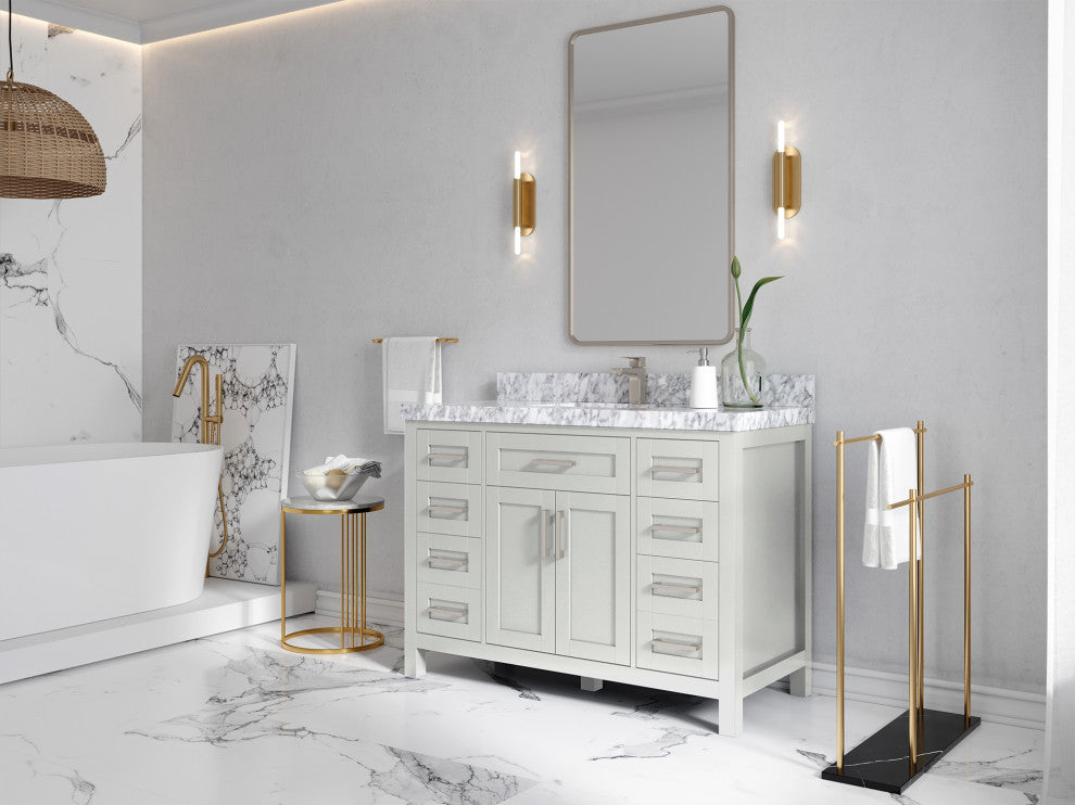 Cambridge 48 Single Sink Bath Vanity in Coventry Gray 2" Calacatta Laza