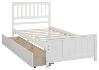 Gewnee Twin size Wdoo Platform Bed with Two Drawers in White