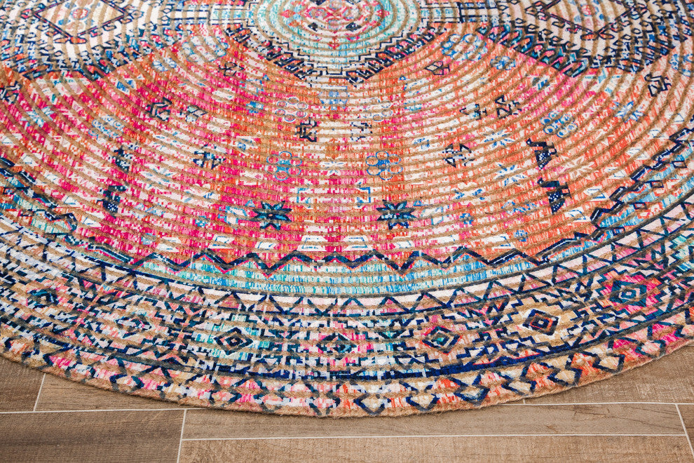 Dari Distressed Area Rug,  Round, 8'