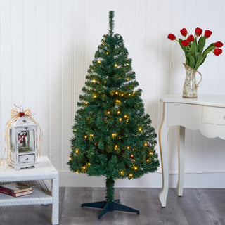 5' Northern Tip Pine Artificial Christmas Tree With 150 Clear LED Lights