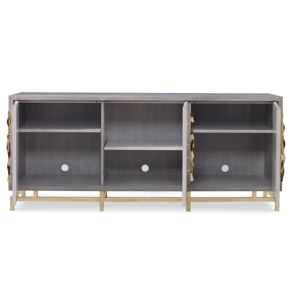 Ambella Home Collection - Origami Multi-Use Cabinet - Ash Grey / Linen