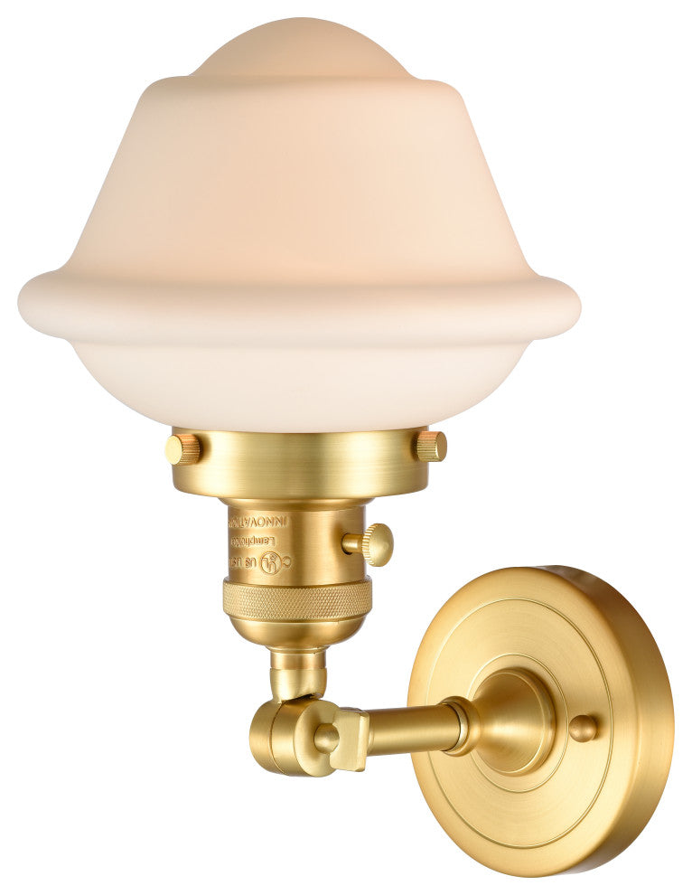 Oxford Sconce With Switch, Satin Gold, Matte White