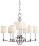 Waterloo, Nine Light Chandelier, Polished Nickel Finish, Faux Silk Shade