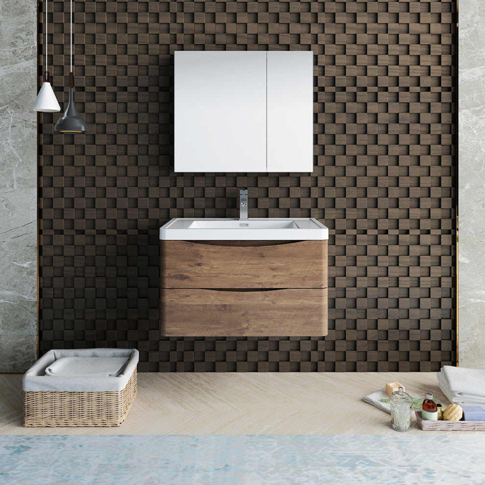 Fresca Tuscany 32" Rosewood Wall Hung Vanity With Medicine Cabinet