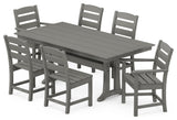 Lakeside 7-Piece Farmhouse Trestle Dining Set, Slate Grey