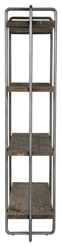 Rustic Modern Industrial Urban Etagere Steel Reclaimed Wood Shelves Open