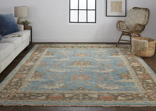 Weave & Wander Bennet Blue/Brown 5'6"x8'6" Hand Knotted Area Rug