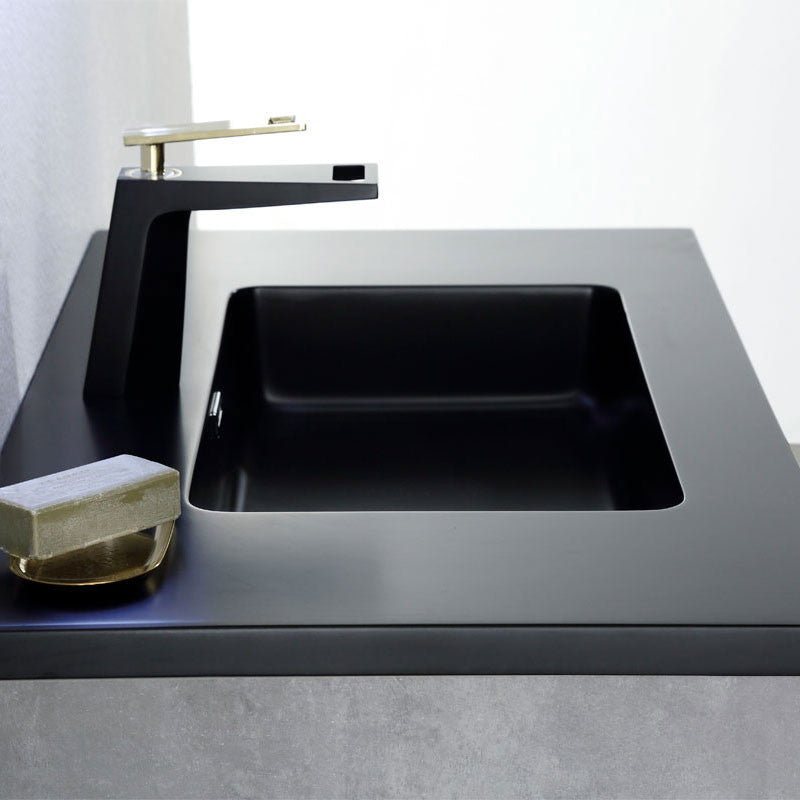 Venice Gray Single Bathroom Vanity, 36", Vanity, Black Sink, Mirror