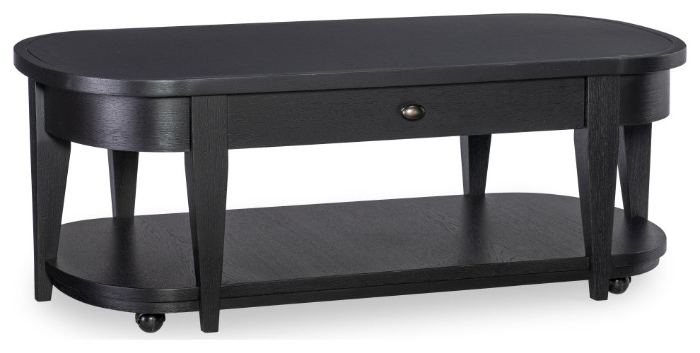 Trisha Yearwood Oval Cocktail Table, 1-Drawer, Bottom Shelf, With  Casters