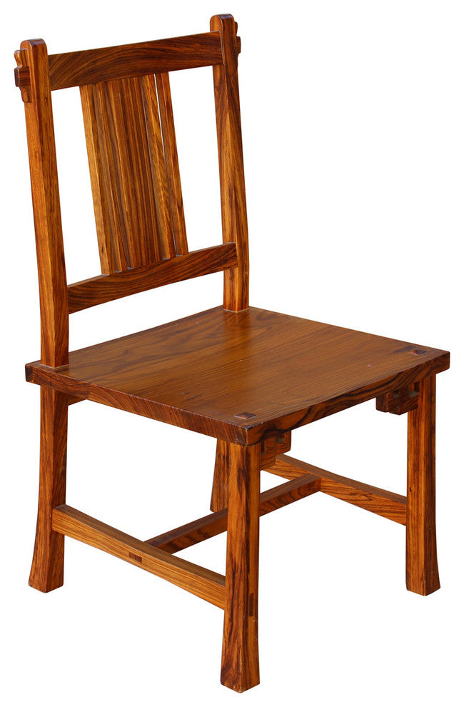 Quality Handmade Solid Zebra Wood Bar Back Simple Design Chair