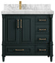 Aberdeen 36 Left Offset Bath Vanity in Dark Forest Green 2" Carrara Marble
